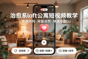 治愈系loft公寓短视频制作教学，情感共鸣引停留点赞关注，快速起号涨粉-520资源库