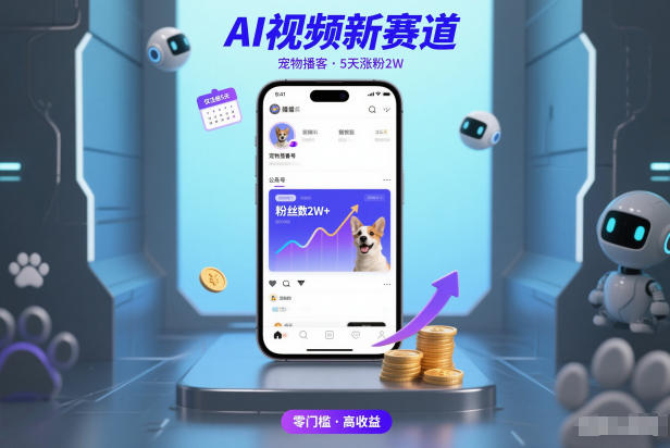 AI视频新赛道，宠物播客仅注册5天涨粉2W，收益非常可观-520资源库