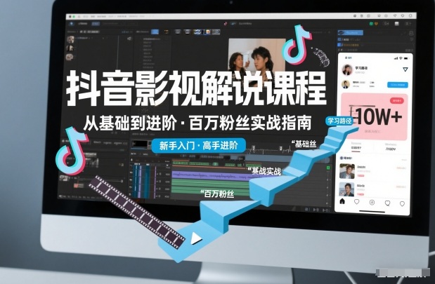 抖音百万粉丝影视解说课程，基础到进阶课，适合新手和进阶学习-520资源库