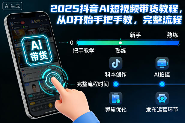 2025抖音AI短视频带货教程，从0开始手把手教，完整流程-520资源库