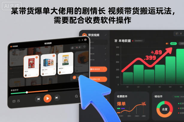 某带货爆单大佬用的剧情长视频带货搬运玩法，需要配合收费软件操作-520资源库