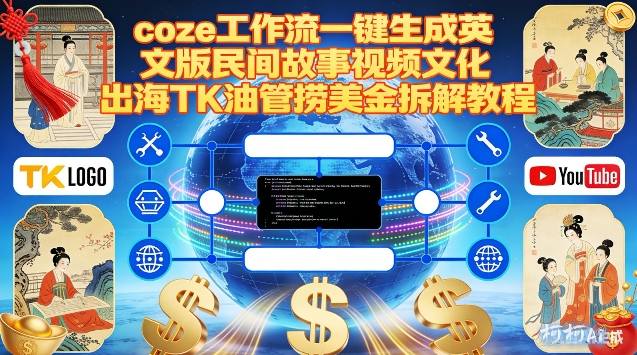Coze扣子工作流一键生成英文版民间故事视频，文化出海TK油管捞美金拆解教程-520资源库