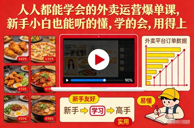 人人都能学会的外卖运营爆单课，新手小白也能听的懂，学的会，用得上-520资源库