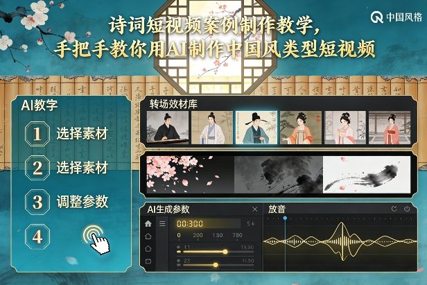 古诗词短视频案例制作教学，手把手教你用AI制作中国风类型短视频-520资源库
