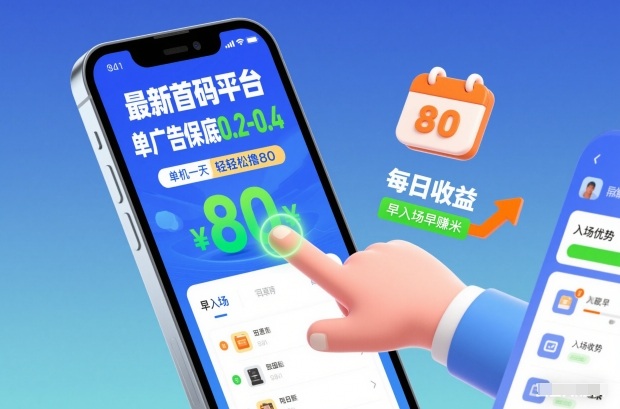 最新首码平台，单广告保底0.2-0.4，单机一天轻松撸80，早入场早賺米【揭秘】-520资源库