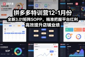 拼多多特训营12-1月份，全新3.01矩阵Sop，精准把握平台红利，高效提升店铺业绩-520资源库