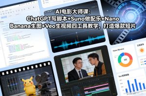AI电影大师课：ChatGPT写脚本+Suno做配乐+Nano Banana生图+Veo生视频，打造爆款短片-520资源库
