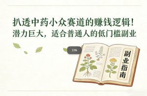 扒透中药小众赛道的賺米逻辑，潜力巨大，适合普通人的低门槛副业-520资源库