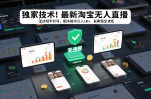 独家技术！最新淘宝无人直播：无违规不封号，矩阵操作日入1K+，长期稳定变现【揭秘】-520资源库