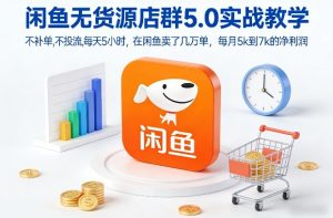 闲鱼无货源店群5.0实战教学，不补单，不投流，每天5小时，在闲鱼卖了几万单，每月5k到7k的净利润-520资源库