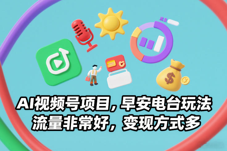 AI视频号项目，早安电台玩法，流量非常好，变现方式多-520资源库