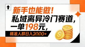 新手也能做！私域离异冷门赛道，一单198，精准人群日入1k+-520资源库