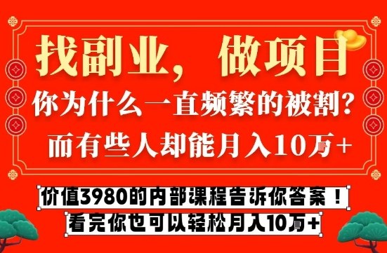 价值3980的网创内部课程，告诉你互联网创业月入10个W的秘密【揭秘】-520资源库