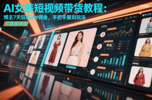AI女装短视频带货教程：博主7天狂賺2W佣金，手把手复刻玩法，可直接照搬-520资源库