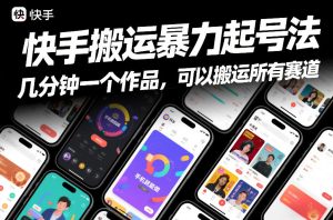 快手搬运暴力起号法，几分钟一个作品，手机就能做，可以搬运所有赛道-520资源库