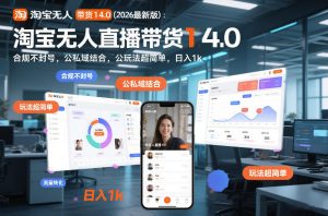 淘宝无人直播带货14.0（2026最新版）：合规不封号，公私域结合，玩法超简单，日入1k+【揭秘】-520资源库