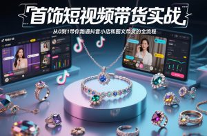 首饰短视频带货实战，从0到1带你跑通抖音小店和图文带货的全流程-520资源库