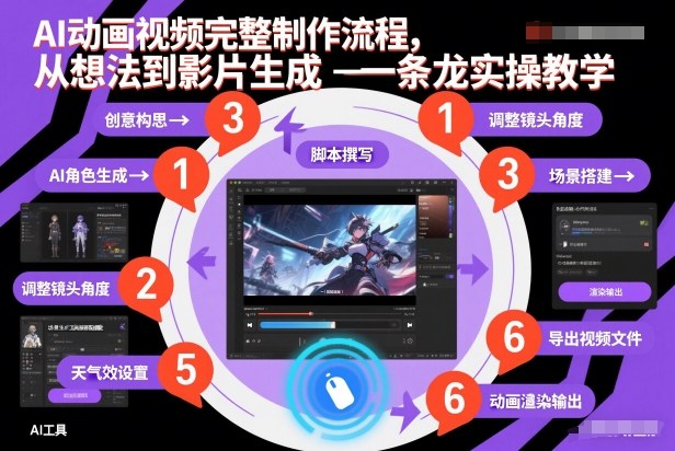 AI动画视频完整制作流程，从想法到影片生成一条龙实操教学-520资源库