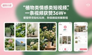 植物类情感类短视频，一条视频获赞36W+，橱窗带货轻松玩转，附保姆级拆解教程-520资源库