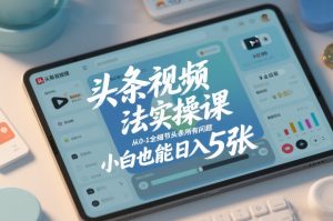 头条视频玩法实操课，从0-1全细节头条所有问题，小白也能日入5张-520资源库