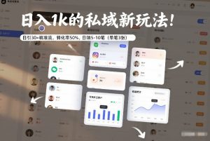 日入1k的私域新玩法：日引30+精准流，转化率50%，日销5-10笔（单笔3张）-520资源库