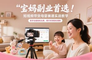 宝妈副业首选！短视频带货母婴赛道实战教学，新手也能轻松出单，碎片时间轻松增收-520资源库