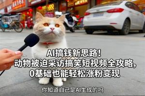 AI搞钱新思路！动物被迫采访搞笑短视频全攻略，0基础也能轻松涨粉变现-520资源库