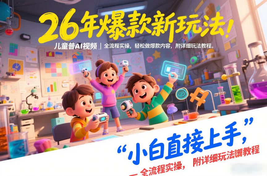 26年爆款新玩法，儿童科普AI视频，全流程实操，轻松做爆款内容，小白直接上手，附详细玩法教程-520资源库