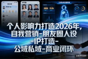 个人影响力打造2026年，自我营销-朋友圈人设-IP打造-公域私域-商业闭环-520资源库