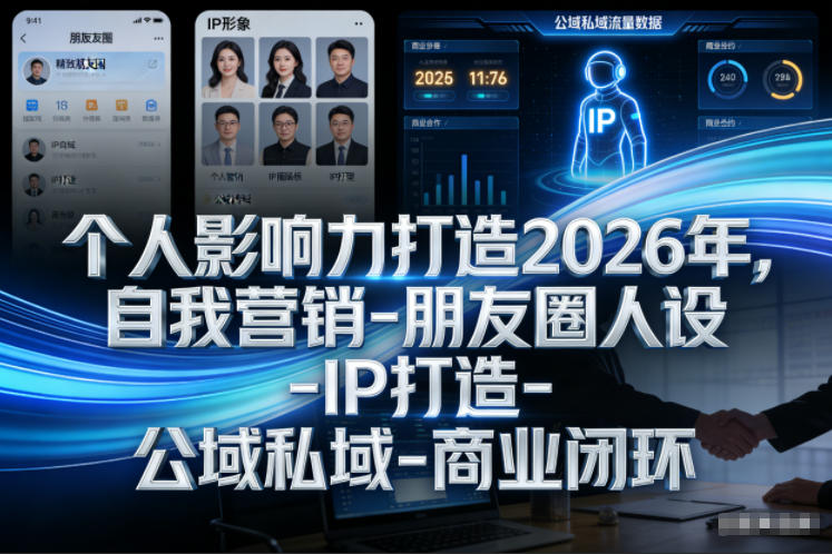 个人影响力打造2026年，自我营销-朋友圈人设-IP打造-公域私域-商业闭环-520资源库