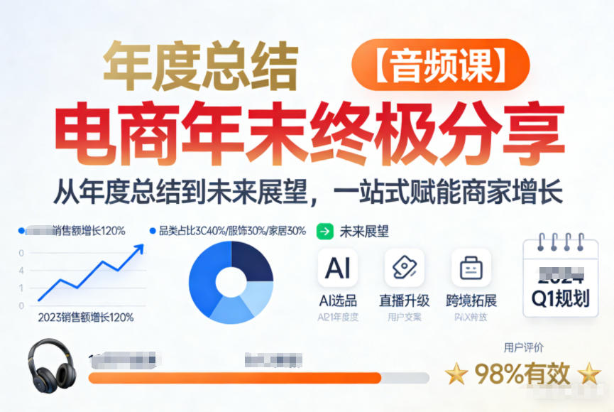 电商年未终极分享，从年度总结到未来展望，一站式赋能商家增长【音频课】-520资源库