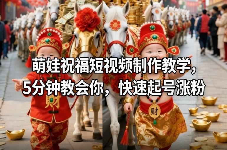 萌娃祝福短视频制作教学，5分钟教会你，快速起号涨粉-520资源库