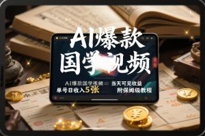 AI爆款国学视频，独家起号方法，小白直接上手，当天可见收益，单号日收入5张+附保姆级教程-520资源库