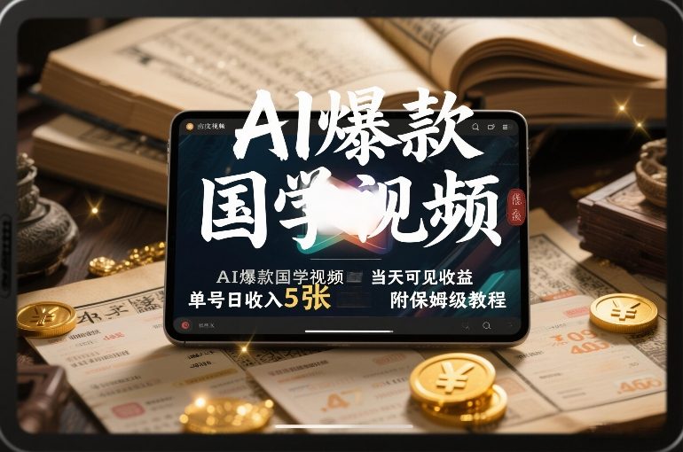 AI爆款国学视频，独家起号方法，小白直接上手，当天可见收益，单号日收入5张+附保姆级教程-520资源库