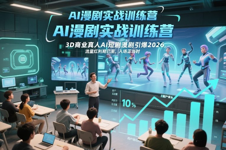 AI漫剧实战训练营，3D商业真人AI短剧漫剧引爆2026，流量红利期已至，入场正当时-520资源库