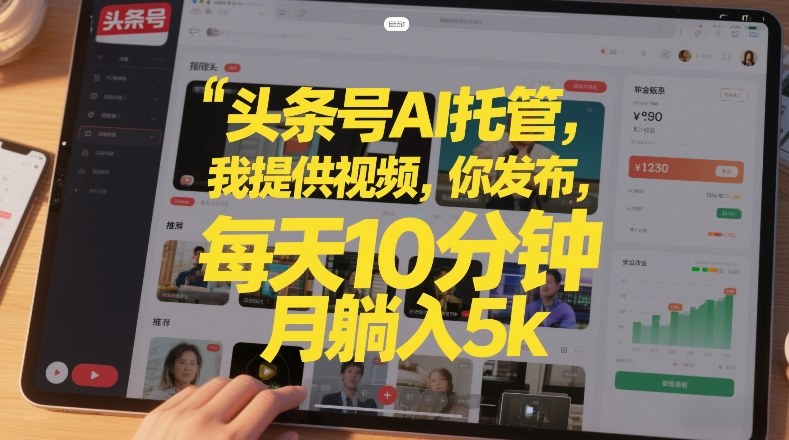 头条号AI托管，我提供视频，你发布，每天10分钟，月躺入5k+【揭秘】-520资源库