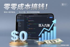 零成本搞钱，微信小程序掘金，简单易操作，日入几张，碎片时间变现神器【揭秘】-520资源库