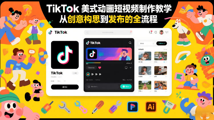 TikTok美式动画短视频制作教学，从创意构思到发布的全流程-520资源库