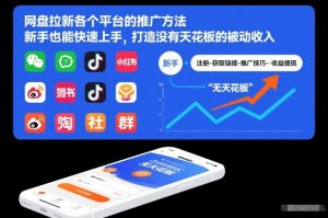 网盘拉新各个平台的推广方法，新手也能快速上手，打造没有天花板的被动收入-520资源库