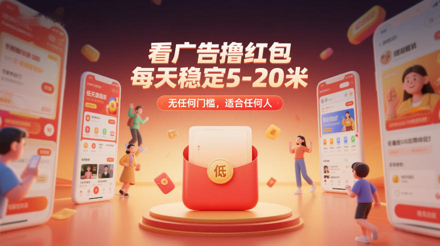 看广告撸红包，每天稳定5-20米，无任何门槛，适合任何人-520资源库