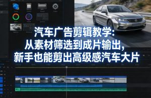 汽车广告剪辑教学：从素材筛选到成片输出，新手也能剪出高级感汽车大片-520资源库