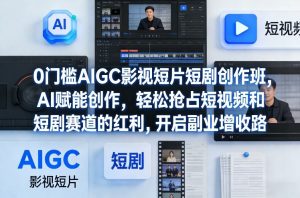 0门槛AIGC影视短片短剧创作班，AI赋能创作，轻松抢占短视频和短剧赛道的红利，开启副业增收路-520资源库
