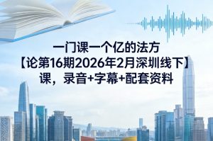 一门课一个亿的法方‬论第16期2026年2月深圳线下课，录音+字幕+配套资料-520资源库