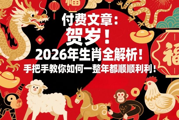付费文章：贺岁！2026年生肖全解析！手把手教你如何一整年都顺顺利利！-520资源库