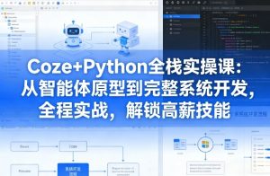 Coze+Python全栈实操课：从智能体原型到完整系统开发，全程实战，解锁高薪技能-520资源库