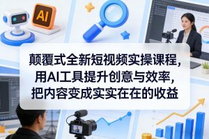 颠覆式全新短视频实操课程，用AI工具提升创意与效率，把内容变成实实在在的收益-520资源库