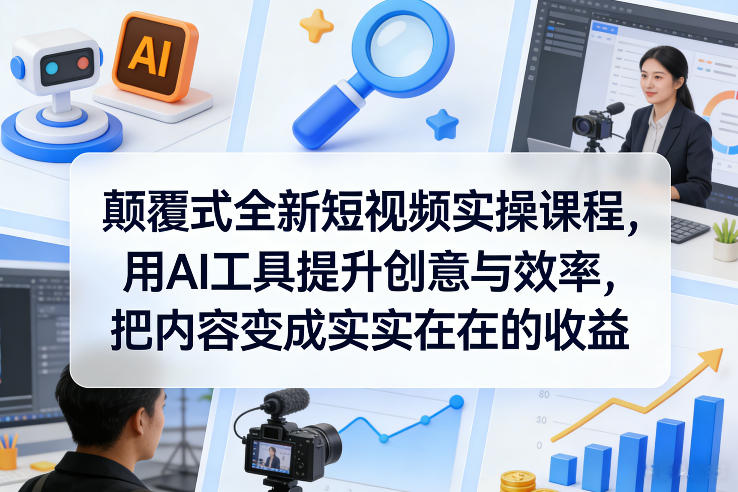 颠覆式全新短视频实操课程，用AI工具提升创意与效率，把内容变成实实在在的收益-520资源库