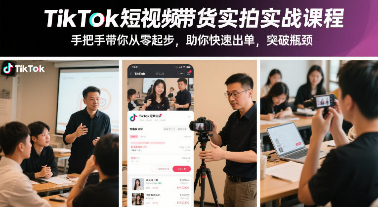 TikTok短视频带货实拍实战课程，手把手带你从零起步，助你快速出单，突破瓶颈-520资源库