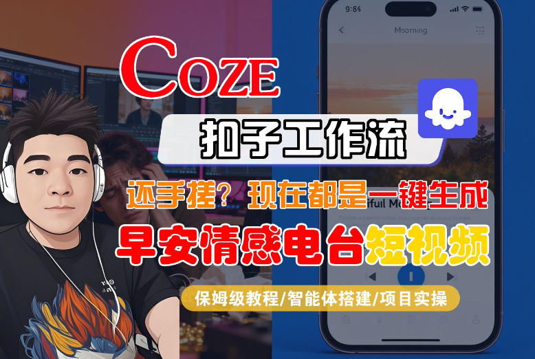 【Coze工作流搭建实操教程】【coze】早安情感电台日签视频还在手动做？用扣子工作流自动生成，省时90%-520资源库