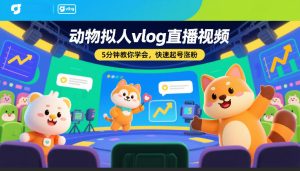 动物拟人vlog直播视频，5分钟教你学会，快速起号涨粉-520资源库
